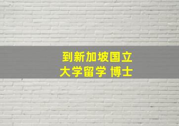 到新加坡国立大学留学 博士